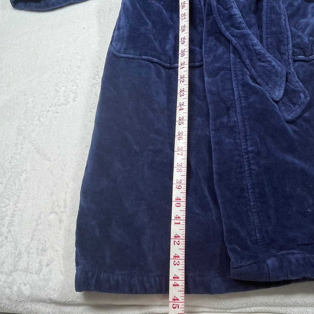 Polo Ralph Lauren Terry Cloth Belted Bathrobe Men's S/M Navy Blue Pony Logo - Picture 8 of 14